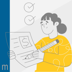 vector image of person looking at bill